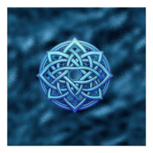 Metallisch Arctisch Blauw Keltische Knoop Donkere Perfect Poster