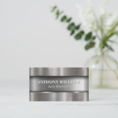 Metallisch geborstelde achtergrond visitekaartje (Staand voorkant)