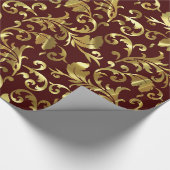 Metallisch gouden damast cadeaupapier (Hoek)