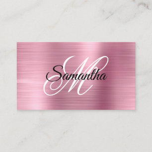 Metallisch Licht Roze Folie Fancy Monogram Visitekaartje