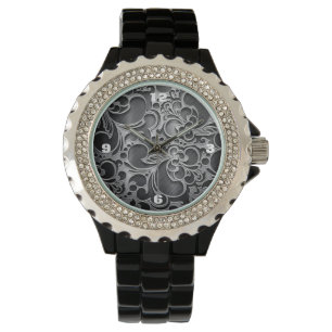 metallisch patroon van industrieel steampunkstaal horloge