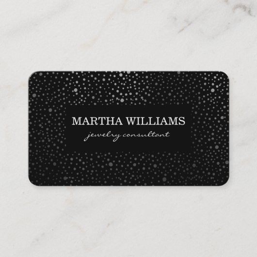Metallisch Stippenpatroon Zwart Visitekaartje (Voorkant)