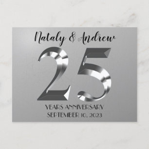 Metallisch Zilver 25-jarig Huwelijksjubileum Briefkaart