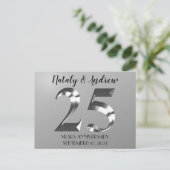 Metallisch Zilver 25e Huwelijksverjaardag Briefkaart (Staand voorkant)