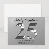 Metallisch Zilver 25e Huwelijksverjaardag Briefkaart (Voorkant / Achterkant)