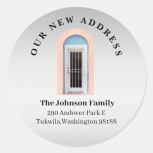 Metallisch Zilver Nieuwe Huisdeur Verhuizen Ronde Sticker