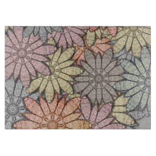 Metallische Bloemen Glas Snijplank