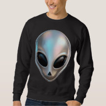 Metallische Chrome Alien Hoofd Retro Y2K Sciencefi