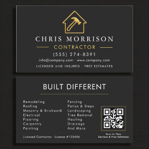 Metallische Constructie Modern Zwart Goud QR Code Visitekaartje