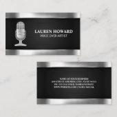 Metallische Microfoon | Zwarte Mesh Visitekaartje (Voorkant / Achterkant)