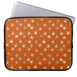 Metallische sterren, bleke goud- en koperkleuren laptop sleeve