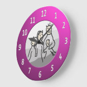 Metallize Personalize Round Pink Framed Photo Grote Klok (Hoek)