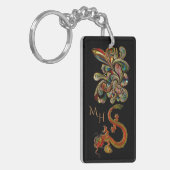 Metallized Ornate Chinese Dragon Art Sleutelhanger (Voorkant Links)
