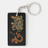 Metallized Ornate Chinese Dragon Art Sleutelhanger (achterkant)