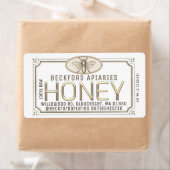 Métallurgique 3D Étiquette miel encadré avec abeil (En situation)