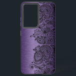 Métallurgique Violet Avec Dentelle De Paisley Noir<br><div class="desc">Image d'un arrière - plan métallique violet avec un accent cachemire floral noir.</div>