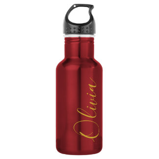 Metalrood Olivia Script Naam Ontwerp Type Waterfles
