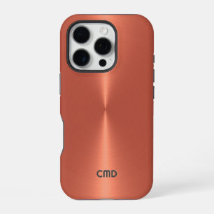 Metalrood textuur roestvrij staal uitzicht iPhone 16 pro hoesje