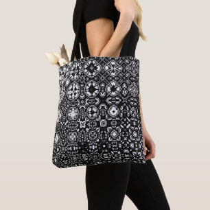 Metamorfose Medallion Pattern Black en White Draagtas
