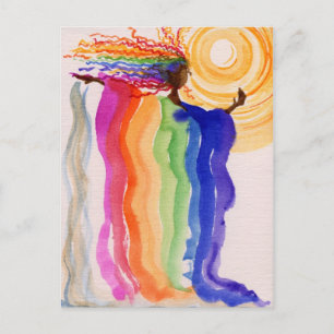 Metamorfose regenboogvrouwen Waterverf schilderen Briefkaart