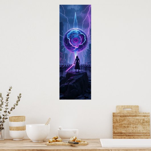 Metamorfose Sci-Fi Poster - Futuristische krijger (Keuken)