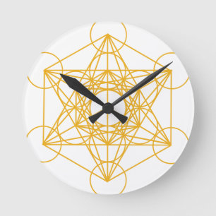Metatron Cube Gold Ronde Klok