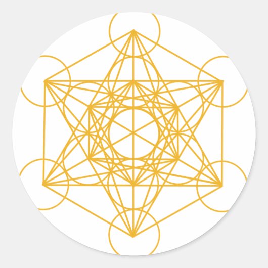 Metatron Cube Gold Ronde Sticker (Voorkant)