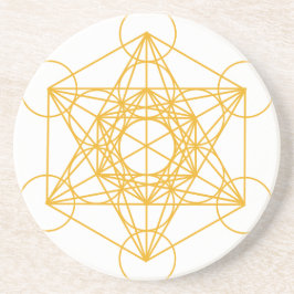 Metatron Cube Gold Zandsteen Onderzetter