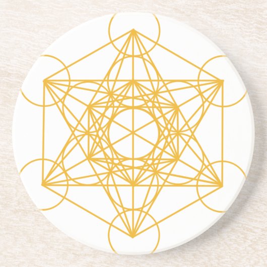 Metatron Cube Gold Zandsteen Onderzetter (Voorkant)