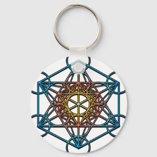 Metatron-kubus (geel oranje blauw verloop)Symbool Sleutelhanger