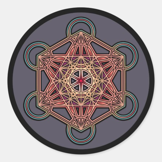metatron-kubus-mandala-4 ronde sticker (Voorkant)