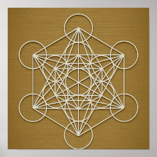Metatron’s Cube Bronzen Wit Poster