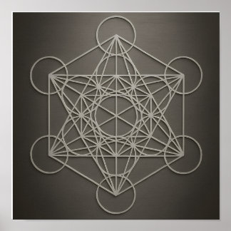 Metatron’s Cube Grey Pewter Poster