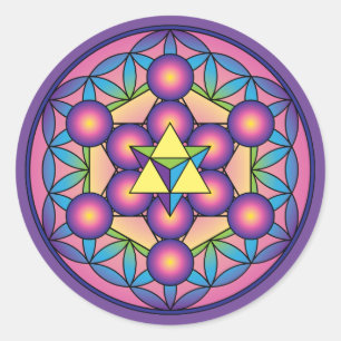 Metatron’s Cube Merkaba op Bloem van het leven Ronde Sticker
