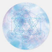 Metatron’s Cube Sacred Geometry Ronde Sticker (Voorkant)