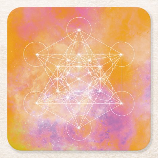 Metatron Vierkante Kartonnen Onderzetter (Voorkant)