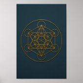 Metatron's Cube Blauw & Brons Poster (Voorkant)