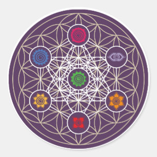 Metatrons Cube, Chakras, Cosmic Energy Centres Ronde Sticker