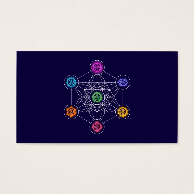 Metatrons Cube, Chakras, Cosmic Energy Centres Visitekaartje (Voorkant)