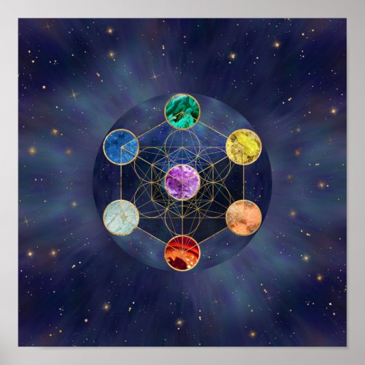 Metatron's Cube Chakras Sacred Geometry Poster (Voorkant)