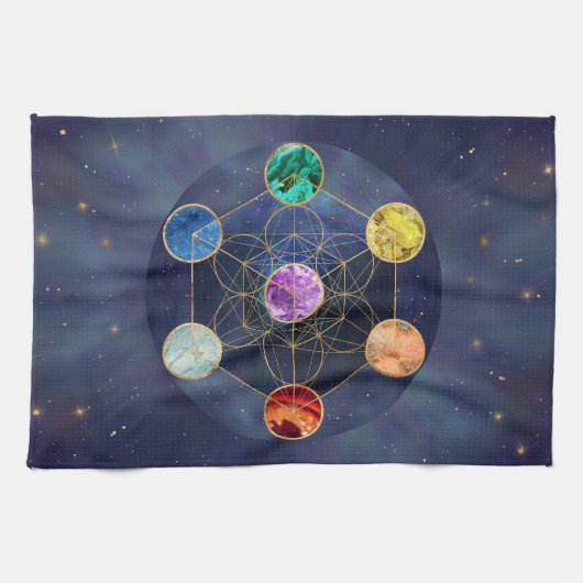 Metatron's Cube Chakras Sacred Geometry Theedoek (Horizontaal)