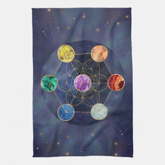 Metatron's Cube Chakras Sacred Geometry Theedoek (Verticaal)