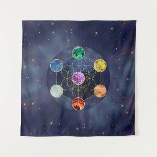 Metatron's Cube Chakras Sacred Geometry Wandkleed (Voorkant)