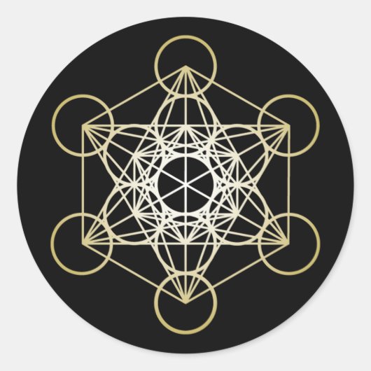 Metatron's Cube - Gold Version Ronde Sticker (Voorkant)