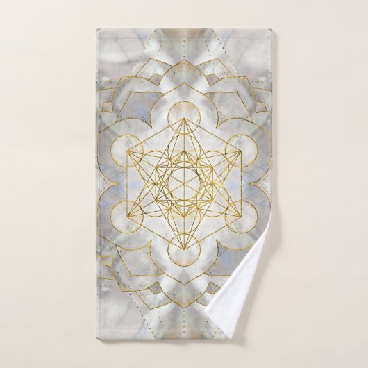Métatron's Cube in lotus Sacred Geometry (Serviette à main)