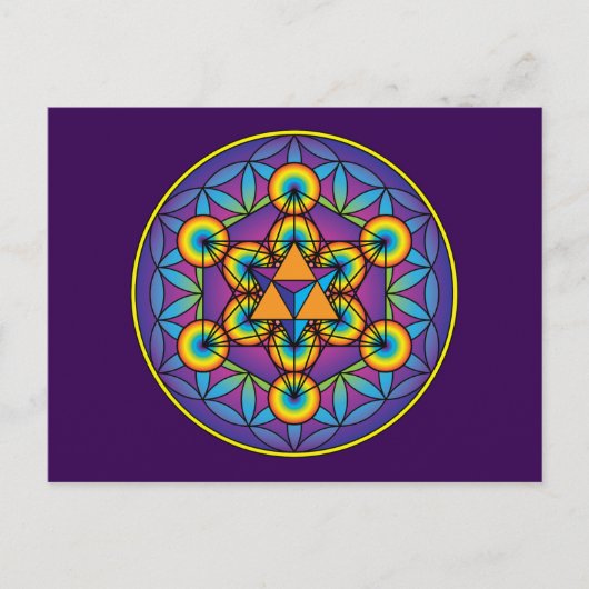 Metatron's Cube Merkaba over de Lager van Leven Briefkaart (Voorkant)