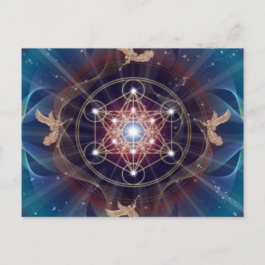 Metatron's Cube - Merkabah - Sacred Geometry Briefkaart (Voorkant)