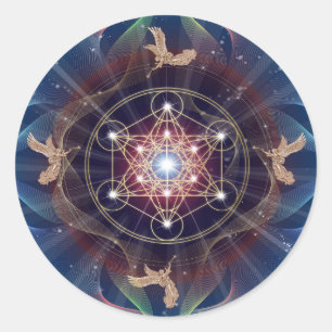 Metatron's Cube - Merkabah - Sacred Geometry Ronde Sticker