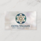 Metatron's Cube Sacred Geometry - Abalone Shell Visitekaartje (Voorkant)