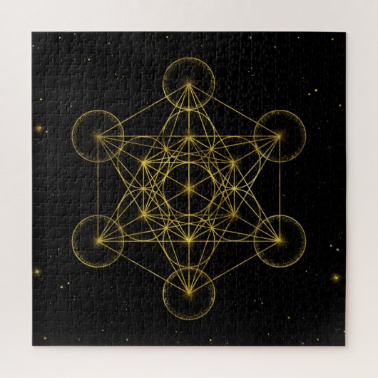 Metatron's Cube Sacred Geometry Black en Gold Legpuzzel (Verticaal)